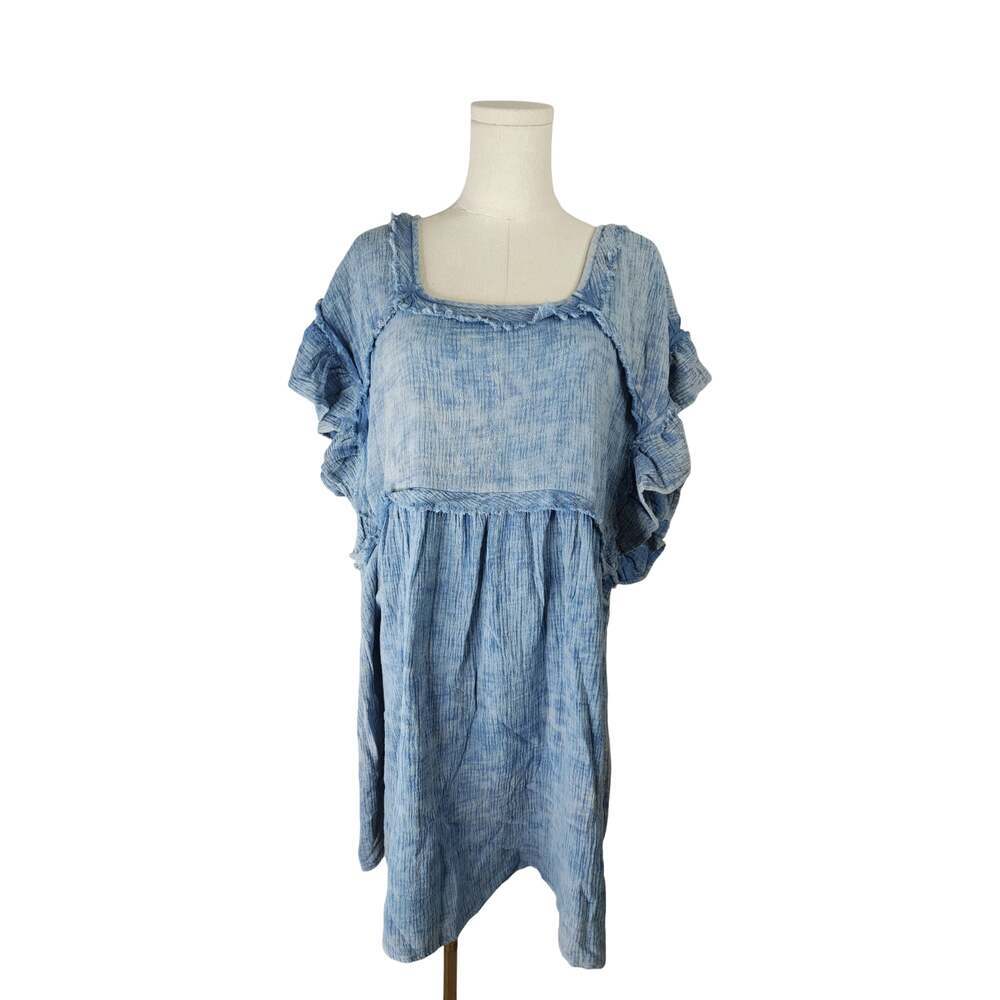BiB! Women's Blue Ruffle Sleeve Square Neck Dress Size S NWT